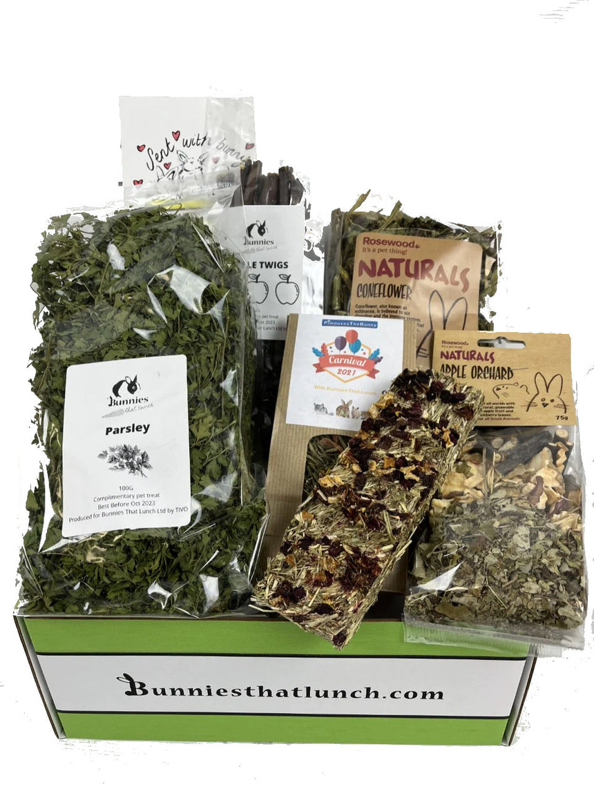 best rabbit subscription box uk
assorted pet treats in a box with visible branding on a white background