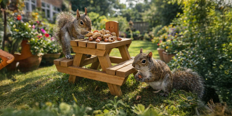 squirrel feeders, food and accessories