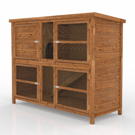 5ft double guinea pig hutch, Sandhurst range, extra-large wooden cage providing spacious and secure shelter