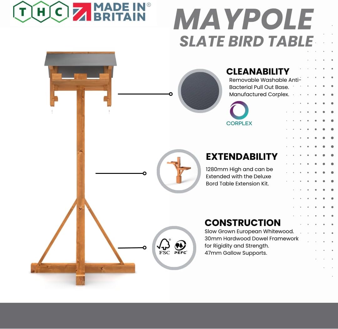 Maypole Slate-Effect Bird Table