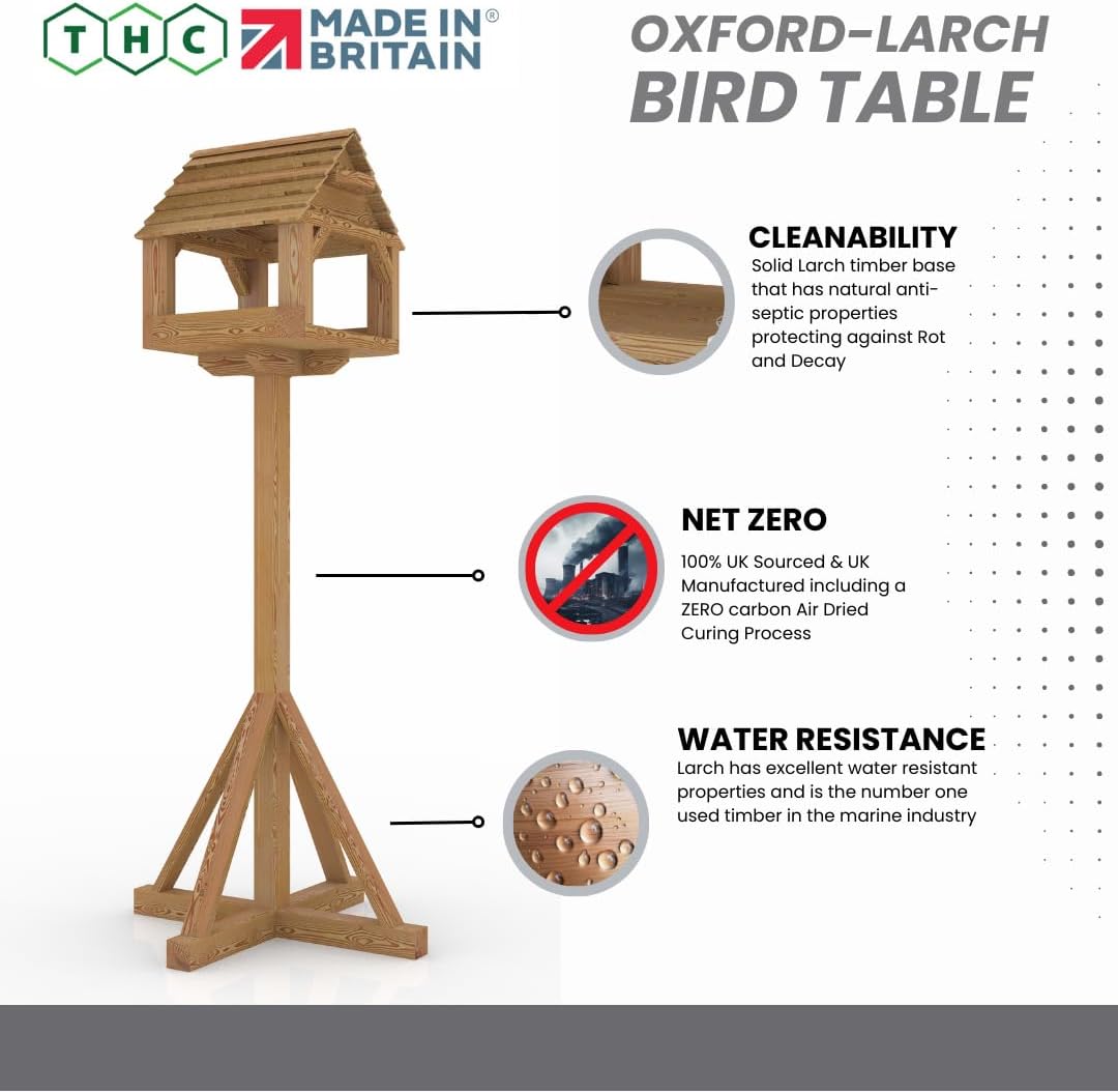 Oxford Larch Wild Bird Table | Durable And Resilient Against British Weather | Introductory Offer