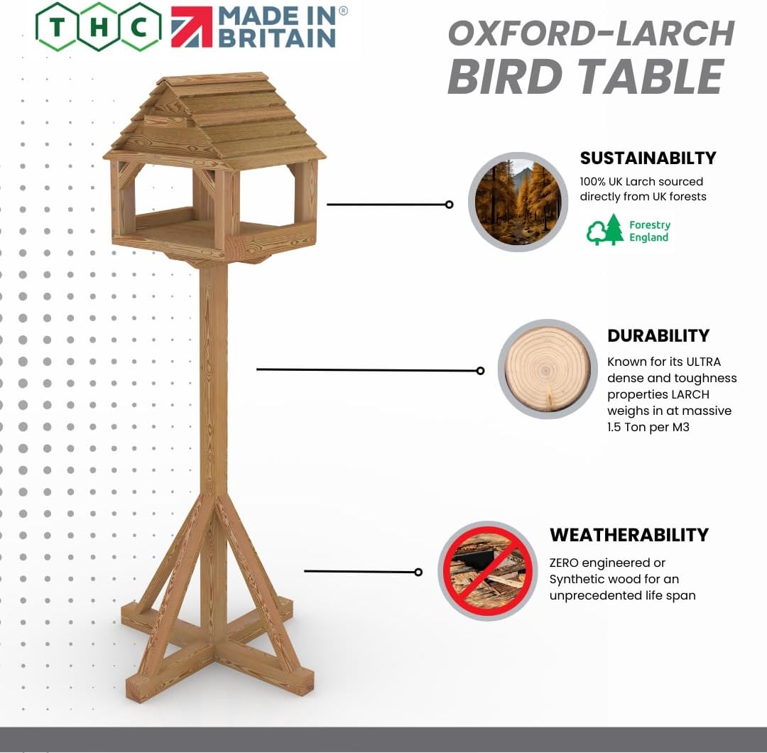 Oxford Larch Wild Bird Table | Durable And Resilient Against British Weather | Introductory Offer