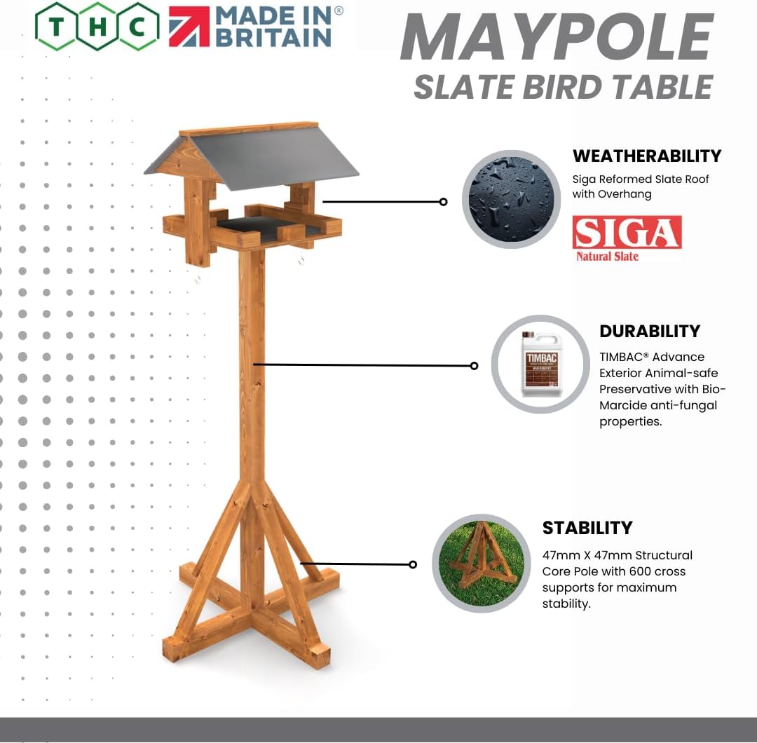 Maypole Slate-Effect Bird Table - Home & Roost