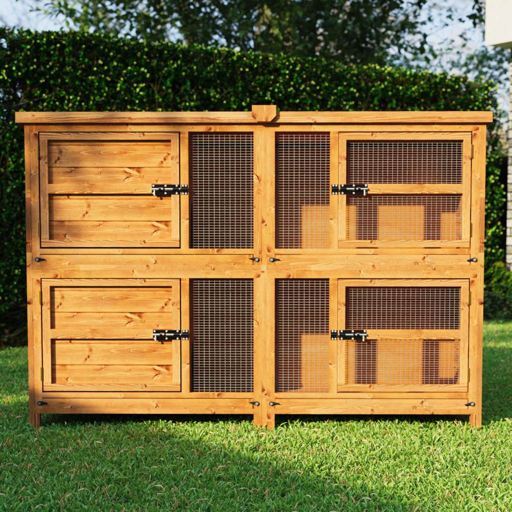 6ft Chartwell 2 Tier Rabbit Hutch | Keeps Pets Separate | Thick T&G Side Panels & Solid Sleeping Area Doors - Home & Roost