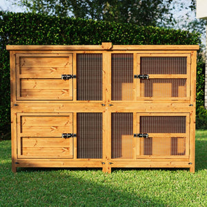 6ft Chartwell 2 Tier Rabbit Hutch | Keeps Pets Separate | Thick T&G Side Panels & Solid Sleeping Area Doors - Home & Roost