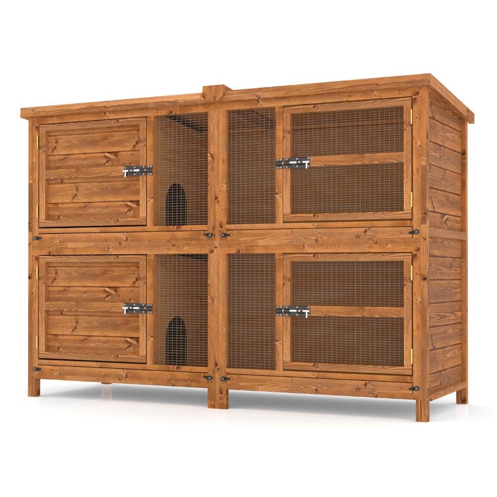 6ft Chartwell 2 Tier Rabbit Hutch | Keeps Pets Separate | Thick T&G Side Panels & Solid Sleeping Area Doors - Home & Roost