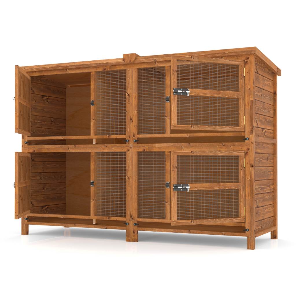 6ft Chartwell 2 Tier Rabbit Hutch | Keeps Pets Separate | Thick T&G Side Panels & Solid Sleeping Area Doors - Home & Roost