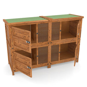 6ft Chartwell 2 Tier Rabbit Hutch | Keeps Pets Separate | Thick T&G Side Panels & Solid Sleeping Area Doors - Home & Roost