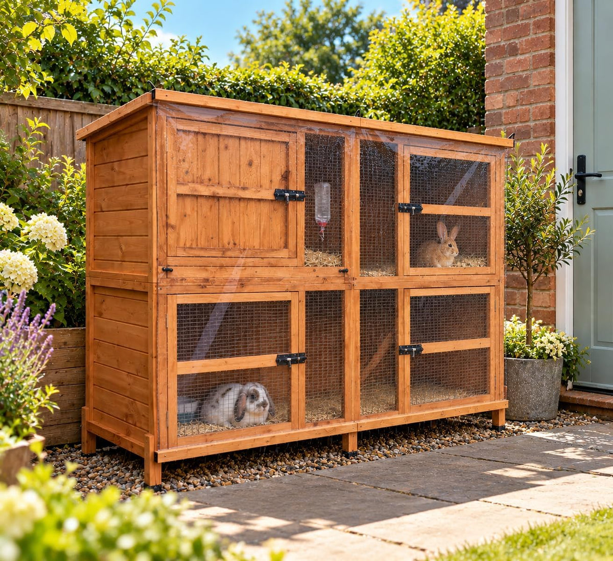 6ft Chartwell Double Rabbit Hutch Weathershield