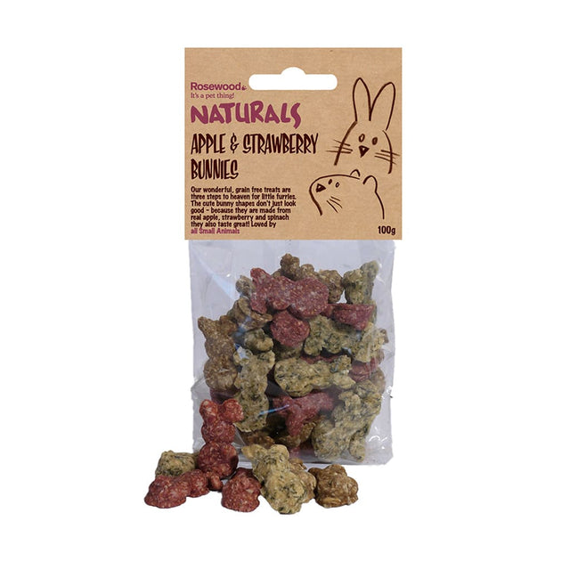 Naturals Apple &amp; Strawberry Bunnies 100g - Home & Roost