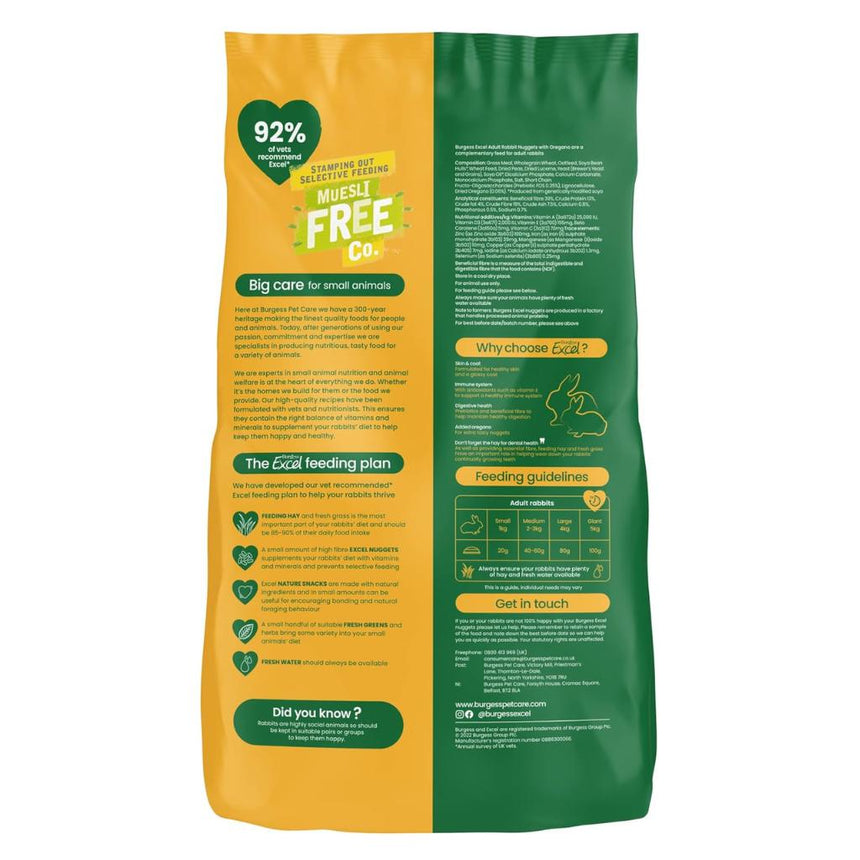 Burgess Excel Adult Rabbit Nuggets with Oregano 1.5KG