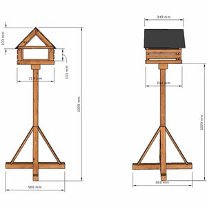 Calvine Modern Bird Table With Slate-Effect Roof