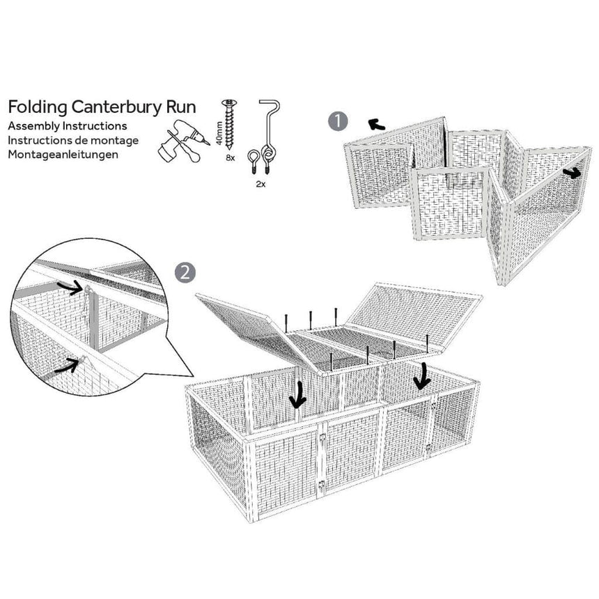 7.7ft XL Folding Canterbury Tortoise Run | Folds Away After Every Use | Hand Made Wooden Outdoor Tortoise Enclosure - Home & Roost