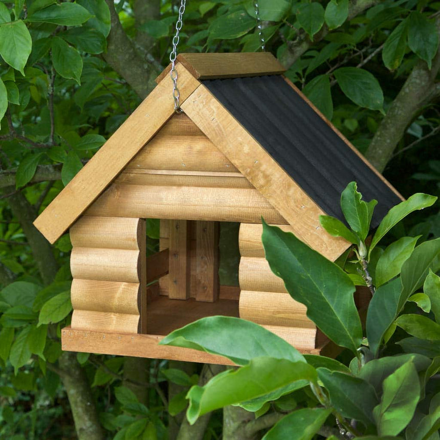 Fordwich Black Hanging Bird House | Delivered Fully Assembled | Elegant Log Lap Design - Home & Roost