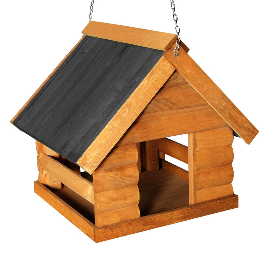 Fordwich Black Hanging Bird House | Delivered Fully Assembled | Elegant Log Lap Design - Home & Roost