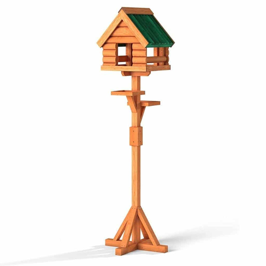 Fordwich Green XL Deluxe Bird Table | Unique Log Lap Design | Delivered In Only 3 Parts - Home & Roost