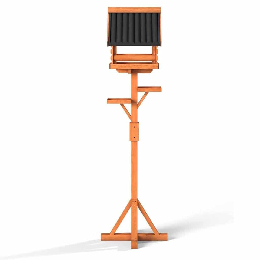 Fordwich Black XL Deluxe Bird Table | Unique Log Lap Design | Delivered In Only 3 Parts - Home & Roost