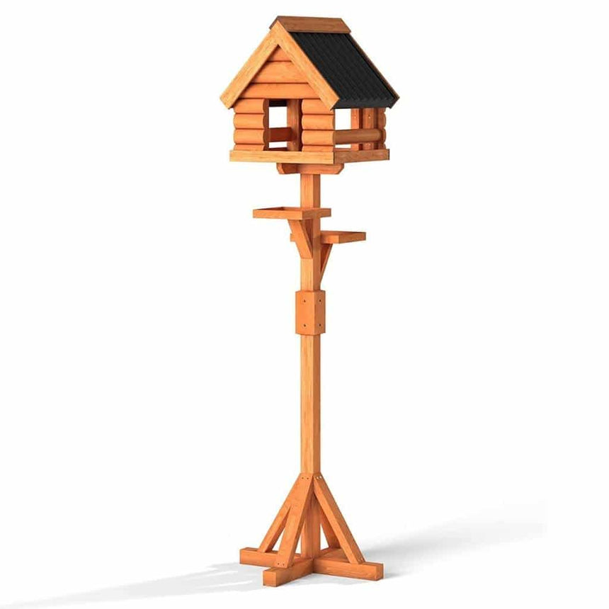 Fordwich Black XL Deluxe Bird Table | Unique Log Lap Design | Delivered In Only 3 Parts - Home & Roost