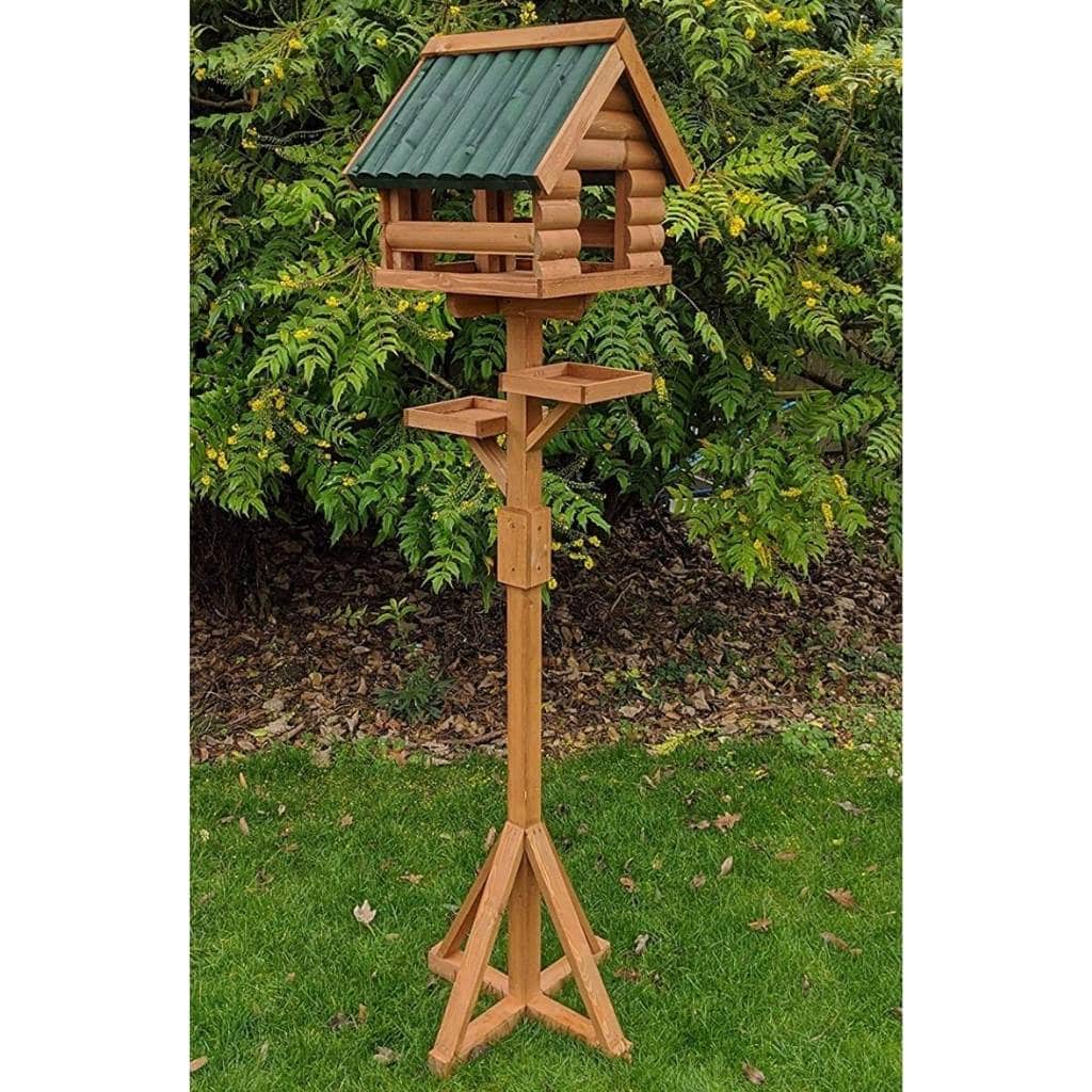Fordwich Green XL Deluxe Bird Table | Unique Log Lap Design | Delivered In Only 3 Parts - Home & Roost