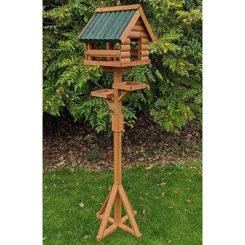 Fordwich Green XL Deluxe Bird Table | Unique Log Lap Design | Delivered In Only 3 Parts - Home & Roost