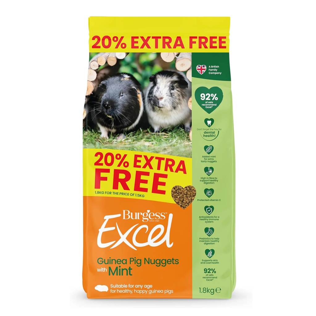 Burgess Excel Guinea Pig Nuggets with Mint 1.5KG | 20% Extra Free!