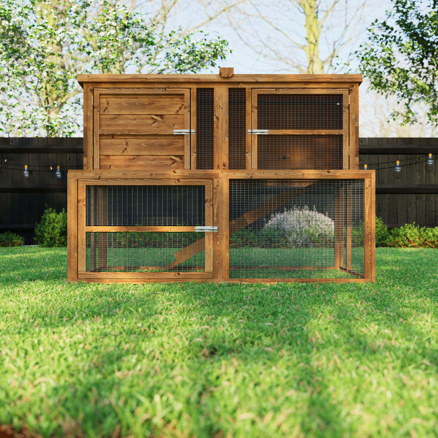 6ft Kendal Rabbit Hutch and Run Combo | Large Hutch Can Face Forward &amp; Backwards | Huge Size in a Smaller Footprint