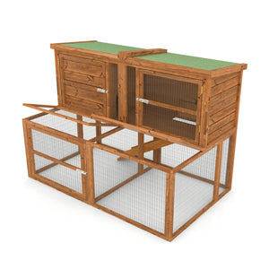 6ft Kendal Rabbit Hutch &amp; Run Combo | Large Hutch Can Face Forward &amp; Backwards | Huge Size in a Smaller Footprint
