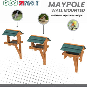 Maypole Wall-Mounted Adjustable Bird Table With Easy Clean Removeable Base