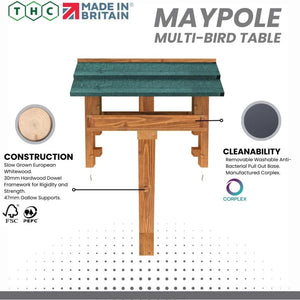 Maypole Wall-Mounted Adjustable Bird Table With Easy Clean Removeable Base