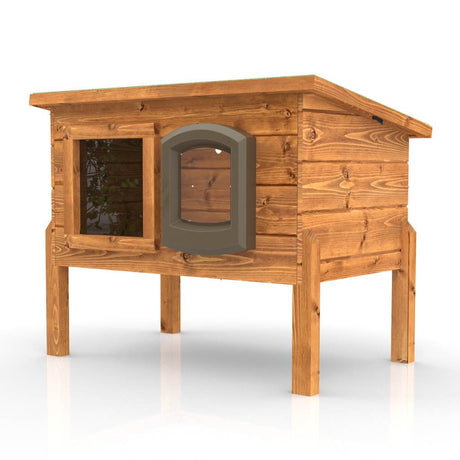 Mayfair Microchip Self Heating Outdoor Cat Kennel with One-Way Privacy Window