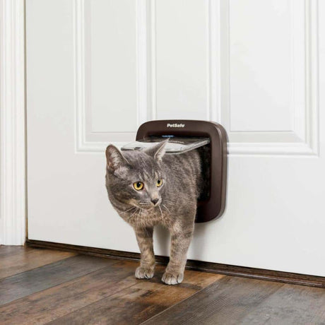PetSafe® Microchip Cat Flap, Brown | Battery Powered Pet Door | 4-Way Locking and Easy Installation