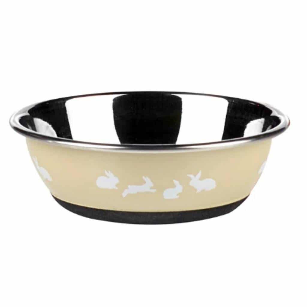 Shallow Red Rabbit Bowl Posh Paws! Stainless Steel Rabbit Bowl | Assorted Colours | Non-Slip B ...