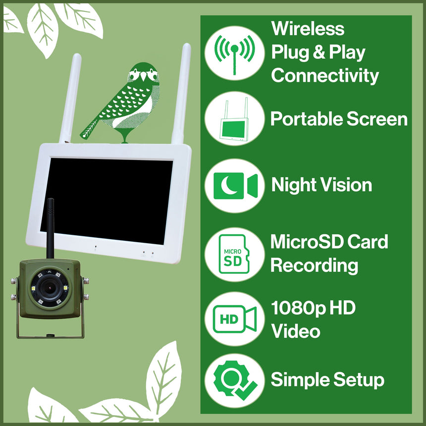Wireless Side View Bird Box Camera & Screen Complete Pack
