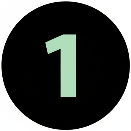 A black circle with a  color #93E1A9 number one in it