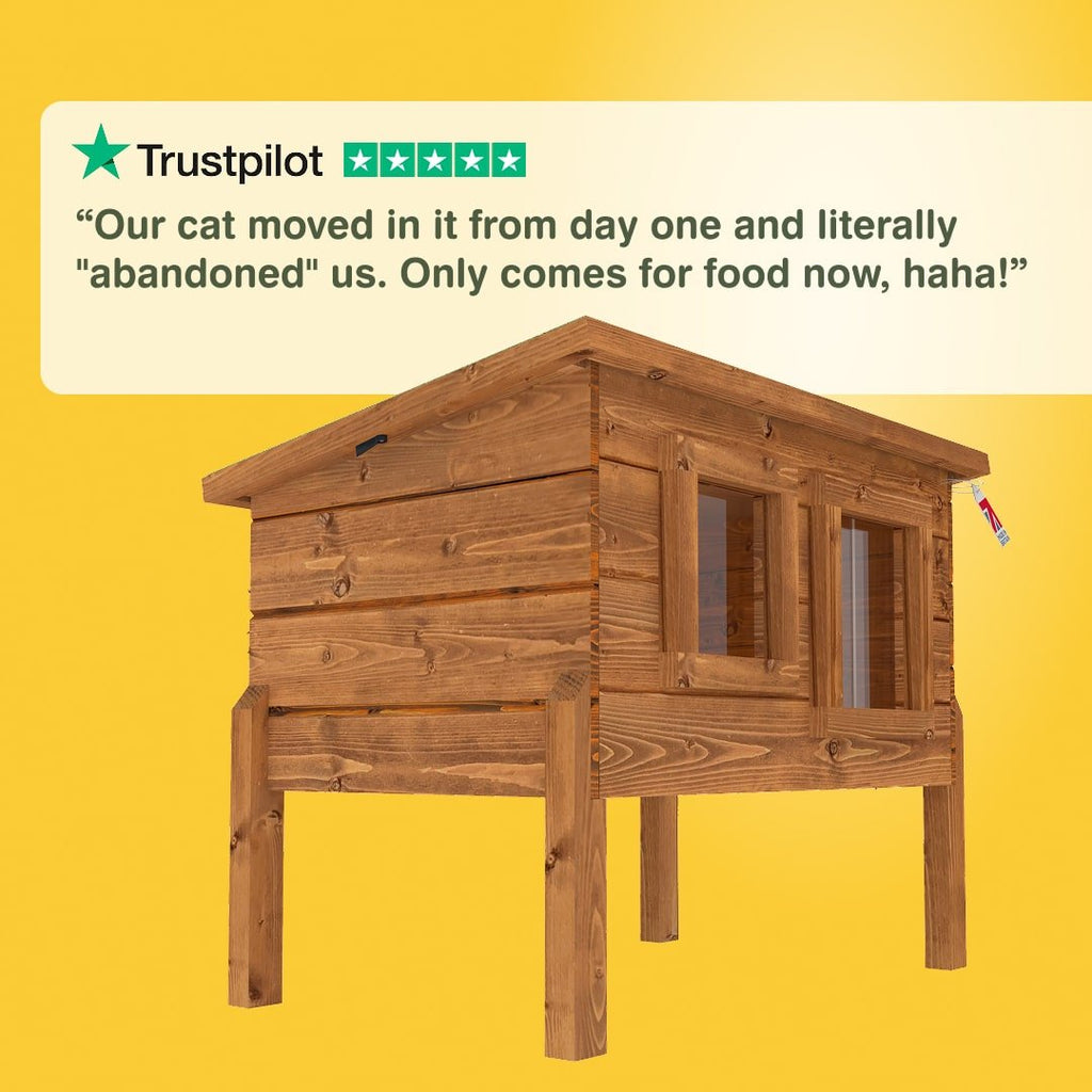 Whitstable Outdoor Cat House Shelter with Thermal Barrier Curtain and Look Out Window