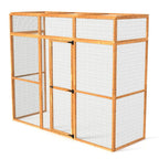 Wooden catio for sale with wire mesh on a white background