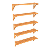 Set of five catio wooden wall shelves on a white background