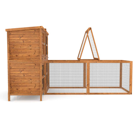 Wooden rabbit run with a stand on a white background