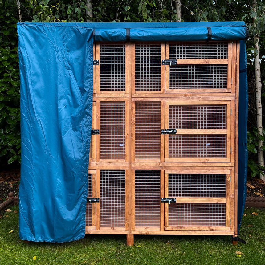 guinea pig hutch cover 5ft triple water proof front panel rolled up