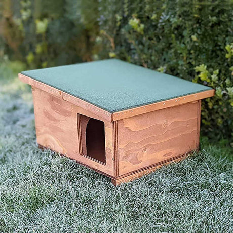 hedgehog house feeding station made from spruce wood
