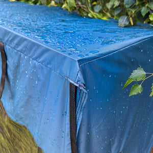 4ft rabbit hutch rain cover double roof closeup