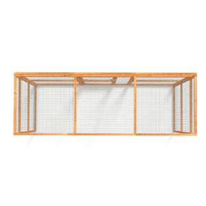 Wooden large catio with wire mesh on a white background