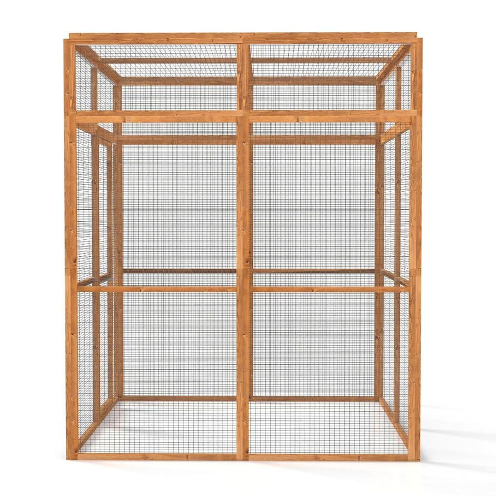 Wooden large catio with wire mesh on a white background