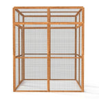 Wooden large catio with wire mesh on a white background
