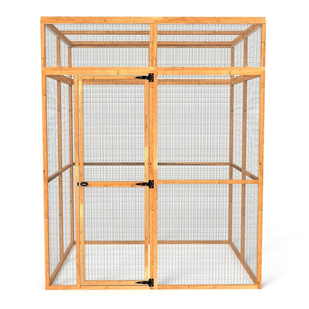luxury catio with wire mesh on a white background