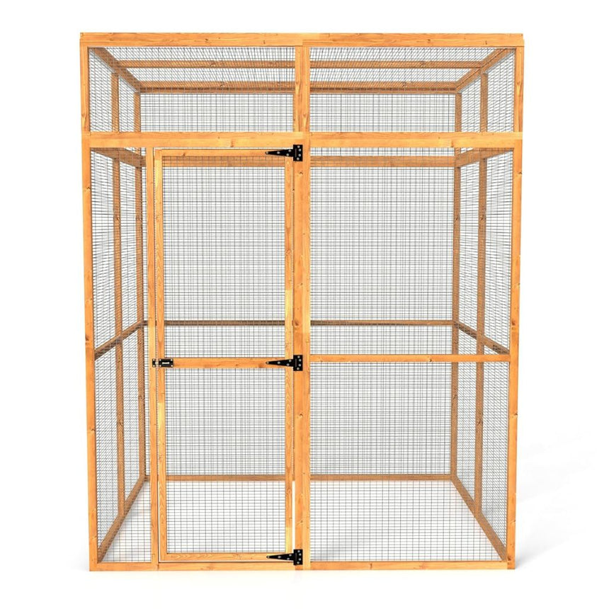 luxury catio with wire mesh on a white background