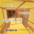walk in outdoor catio 6ft height, built in cat flap and lockable doors.