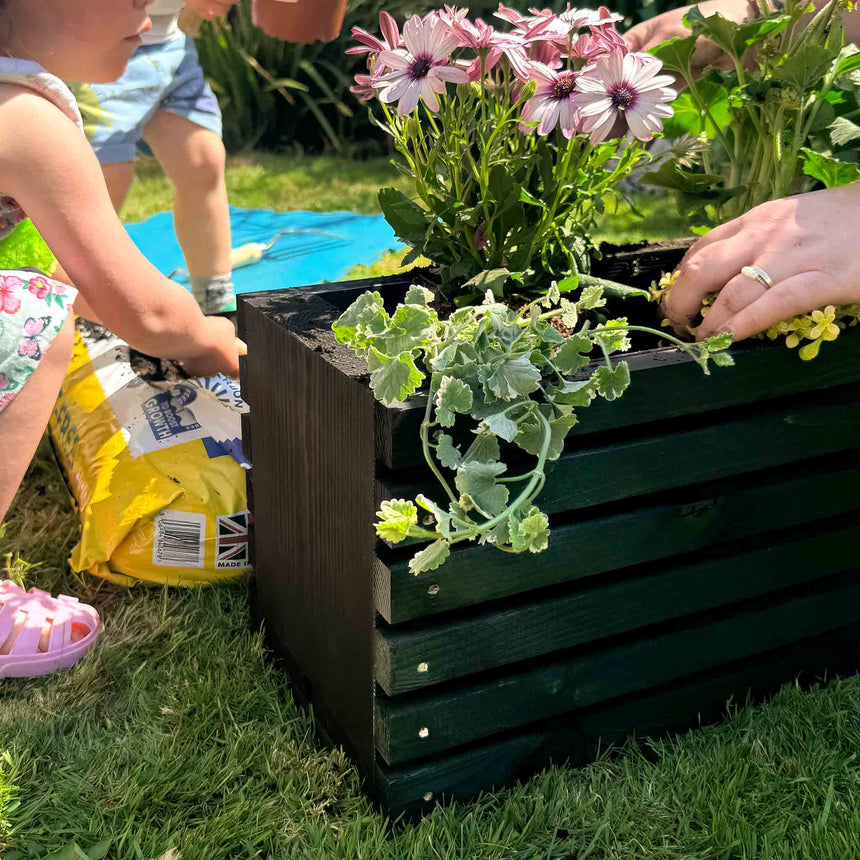 Black Sussex Planter Outdoor Wooden Raised Bed