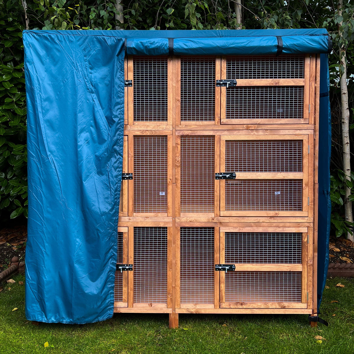 rabbit hutch cover 6ft triple front panel rolled down