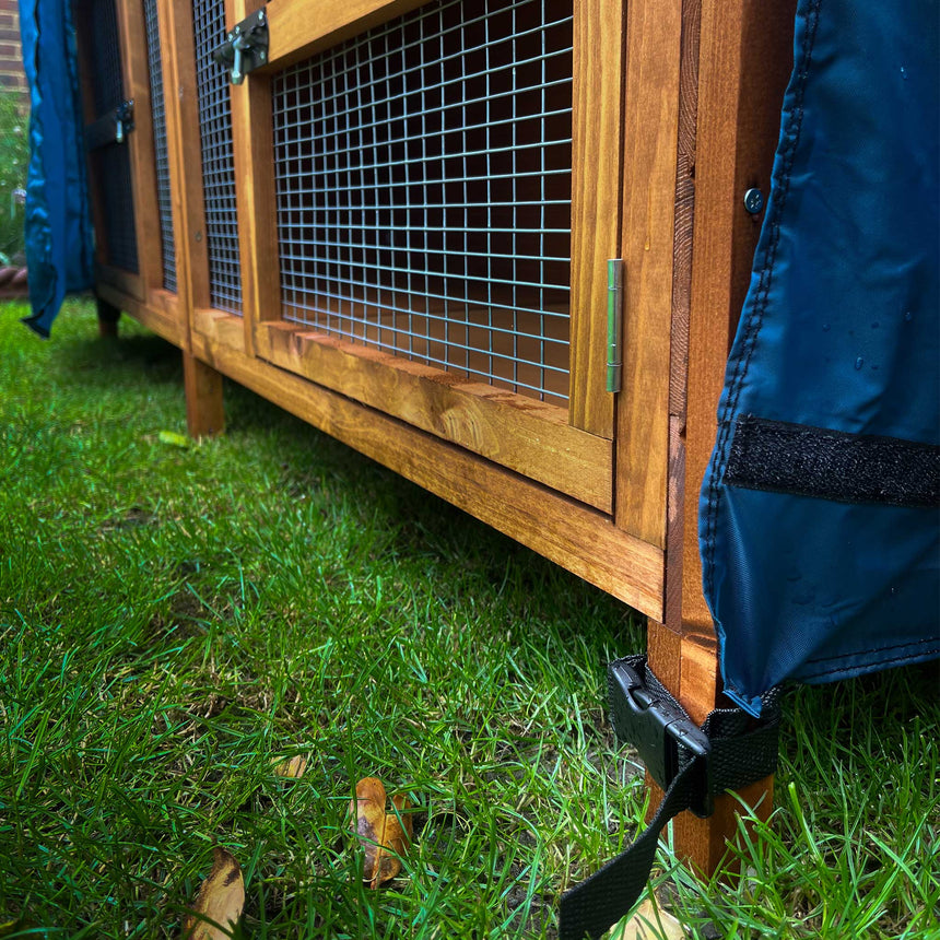 4ft rabbit hutch rain cover double chartwell front panel rolled down
